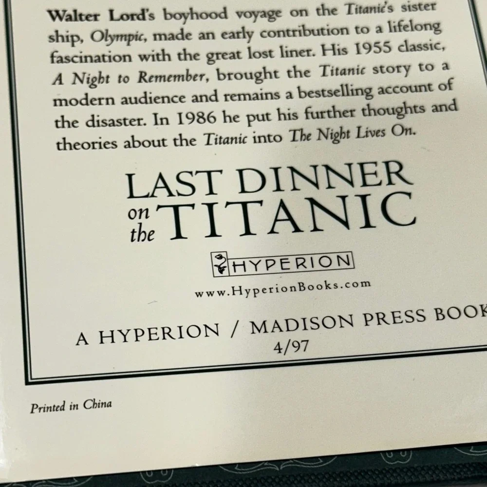 Hyperion Last Dinner on the Titanic & Mary Emmerling At Home in the Country Book